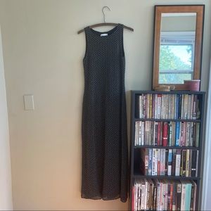 Black and Silver Long Sleeveless Dress